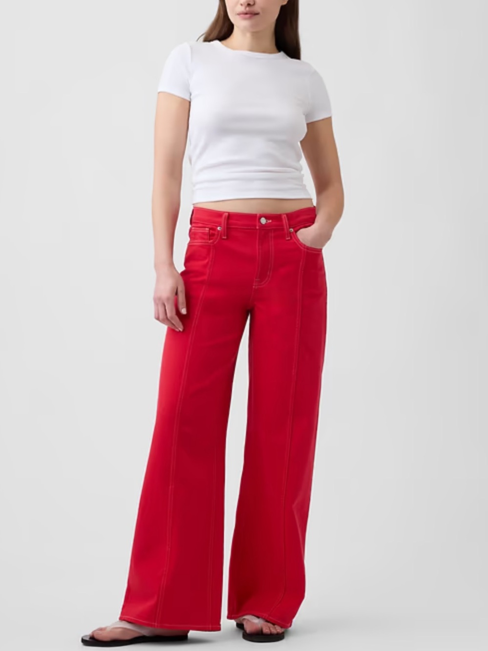 NWT GAP Sz 29/8 Wide Leg Red Jeans